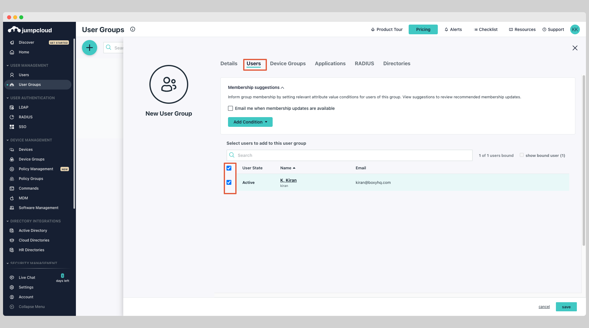 JumpCloud SCIM Step 5